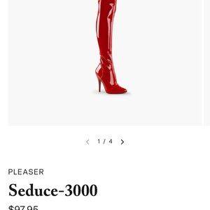 Pleaser Seduce-3000 Red Over the Knee Boots